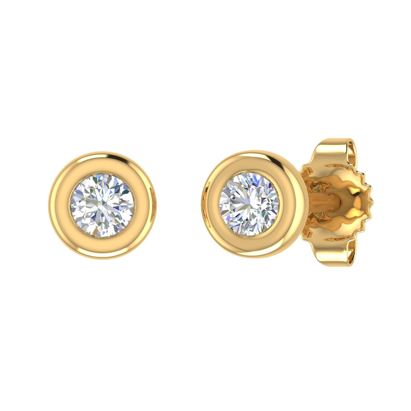  18k Yellow Gold Bezel-set Round Men Diamond Stud Earrings (1/4  ct, White, VS2-SI1): Clothing, Shoes & Jewelry