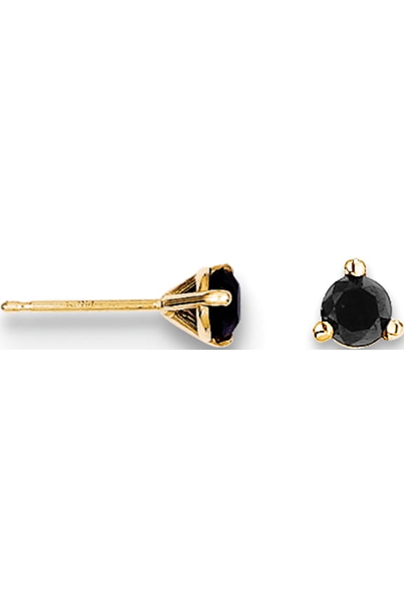 14K Yellow Gold 1/3 carat Black Diamond Stud Earrings