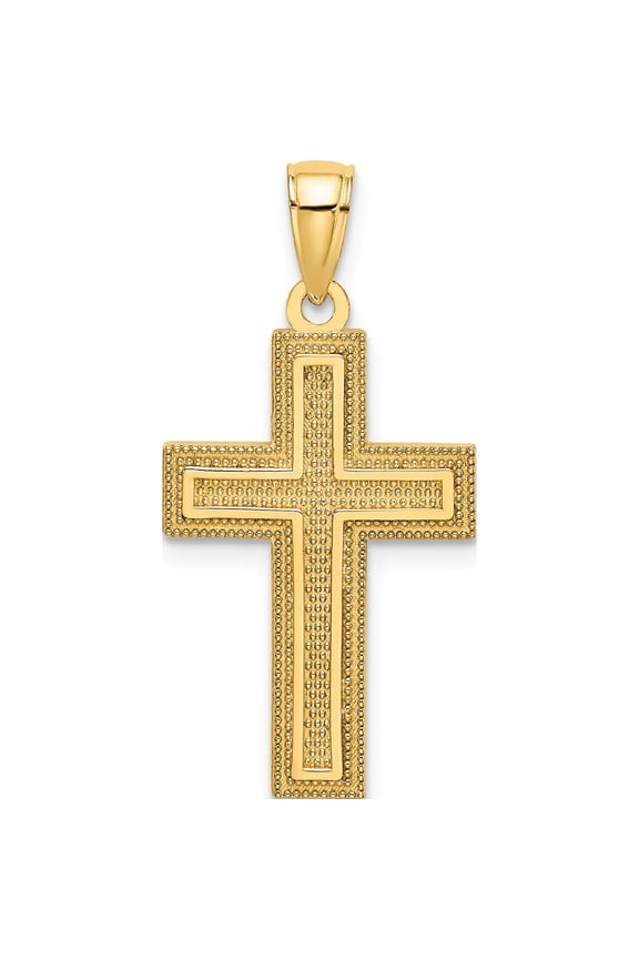 14K Yellow Gold Block Cross Charm (29.55 X 15) Made In United States k8566