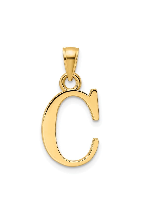 14K Yellow Gold Block Design Large Letter Initial C Charm Pendant