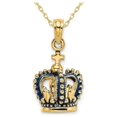 thumbnail image 1 of 14K Yellow Gold Blue Enamel Crown Charm Pendant Necklace with Chain for Women, 1 of 5