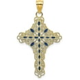 thumbnail image 1 of 14K Yellow Gold Blue Enamel Filigree Cross Charm - 31.95mm, 1 of 6