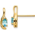 thumbnail image 1 of 14K Yellow Gold Blue Topaz And Diamond Post Earrings (14 X 5) Made In India xbs434, 1 of 5