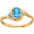 thumbnail image 1 of 14K Yellow Gold Blue Topaz And Diamond Ring (Size 7) Made In India xbs429, 1 of 5