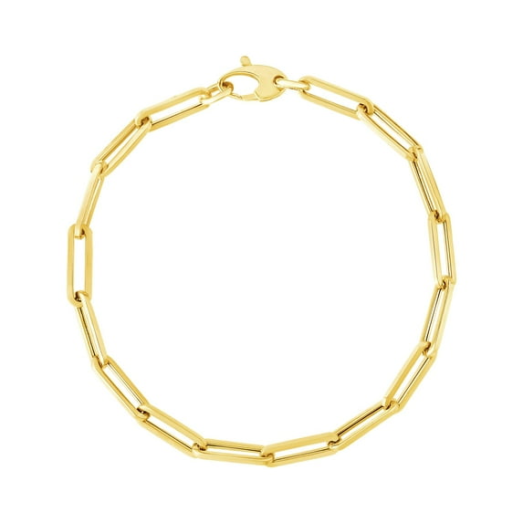 14K Yellow Gold Bold Paperclip Chain Bracelet Size 7.5 inches