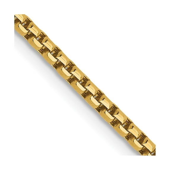 14K Yellow Gold Box Chain Styles Necklace 1.85 mm Semi-Solid D/C Round 20 inch