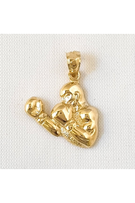 14K Yellow Gold Boxing Boxer Pendant