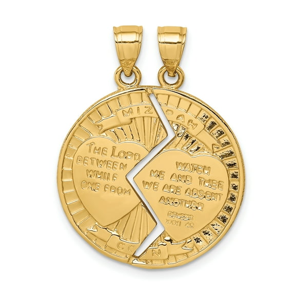 14K Yellow Gold Break-Apart Mizpah Pendant