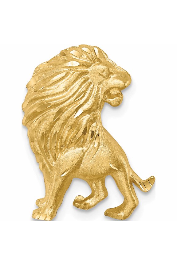 14K Yellow Gold Brushed Diamond-Cut Lion Chain Slide Made In United States -Jewelry By Sweet Pea