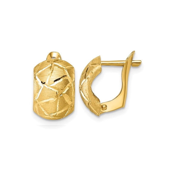 Gem & Harmony 14K Yellow Gold Brushed Diamond Cut Omega Earrings for Women