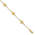 thumbnail image 1 of 14K Yellow Gold Brushed & Polished Hearts Bracelet, 1 of 7