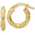 thumbnail image 1 of 14K Yellow Gold Brushed and Polished Twisted Hoop Earrings - 16.75mm- Made In Italy, 1 of 6