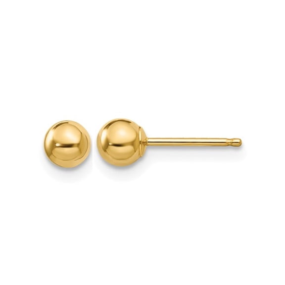 Gem & Harmony 14K Yellow Gold Button Ball Stud Earrings in (4mm) for Women