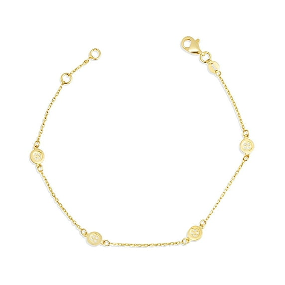 14K Yellow Gold Button Link Bracelet 7"