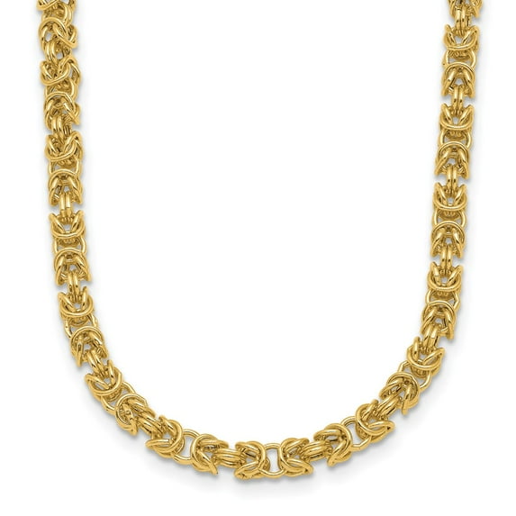 14K Yellow Gold Byzantine Chain Styles Necklace Polished Fancy Link 18 inch 3.6 mm