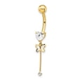 thumbnail image 1 of 14K Yellow Gold CZ Butterfly Chain Dangle Belly Ring, 1 of 1