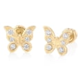 thumbnail image 1 of 14K Yellow Gold CZ Butterfly Screw Back Stud Earrings, 1 of 4