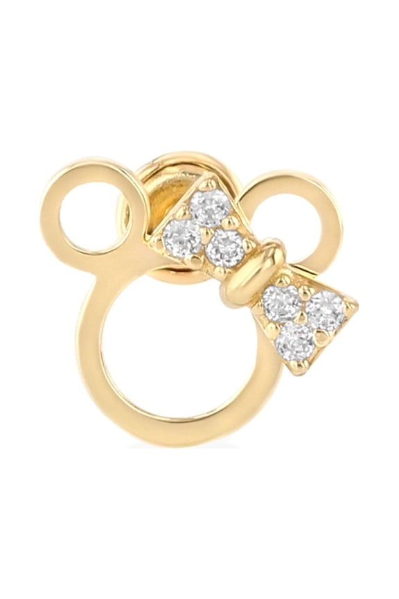 14K Yellow Gold CZ Cute Cat Kitten Screw Back Stud Earrings