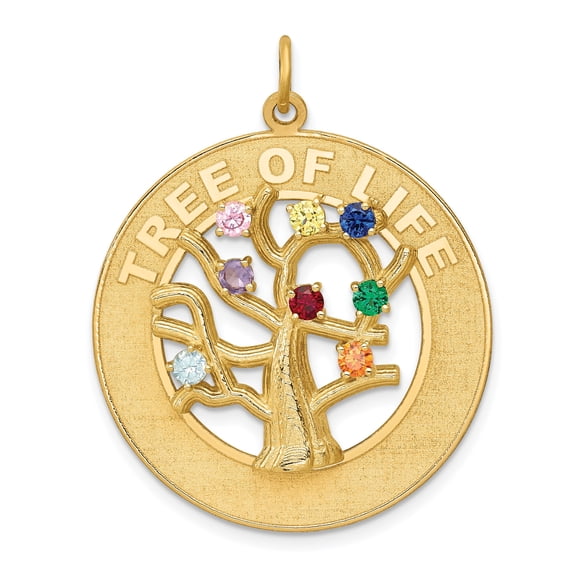14K Yellow Gold CZ Tree Of Life Pendant Jewelry Charm