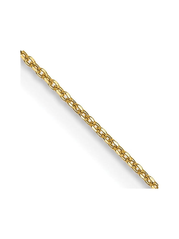 14K Yellow Gold Cable Chain Styles Necklace 16 inch .6 mm Diamond-cut Round Open Link with Spring Ring Clasp 0.6