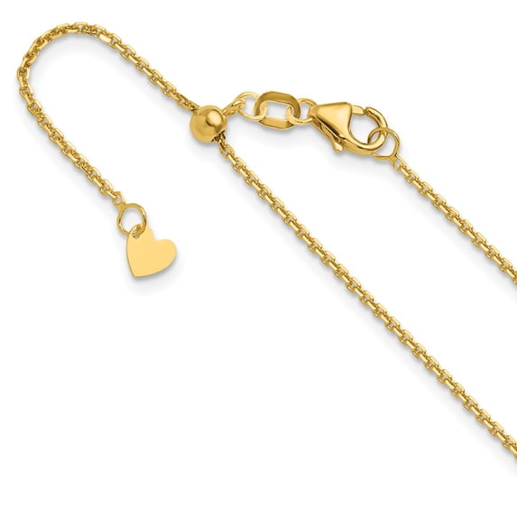 14K Yellow Gold Cable Chain Styles Necklace Adjustable 1.25mm D/C 22 inch 1.25 mm