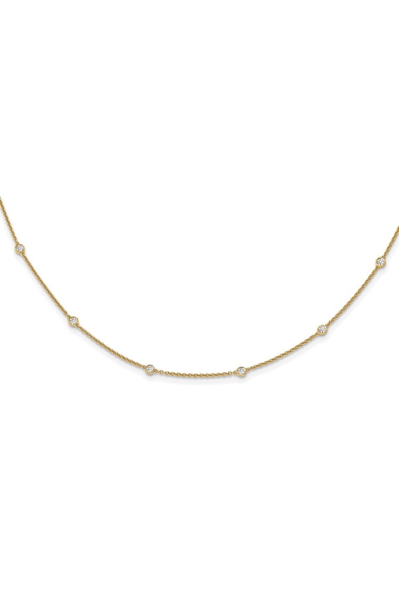 14K Yellow Gold Cable Diamond Necklace Chain True Origin 1/2 carat Lab Grown VS/SI D E F 20 Station Inch 1.2 mm