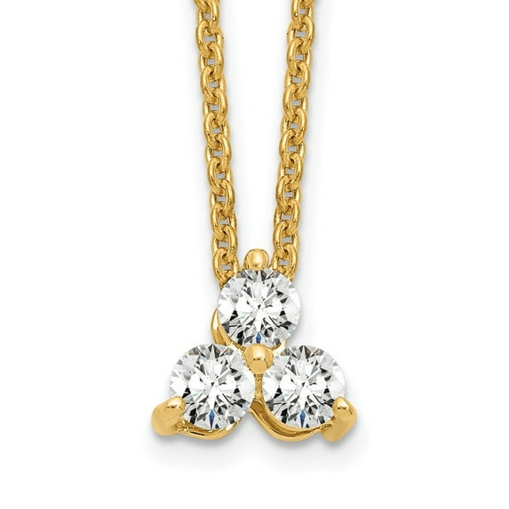14K Yellow Gold Cable Diamond Necklace Chain True Origin 1/4 carat Lab Grown VS/SI D E F 3 Stone 18 inch