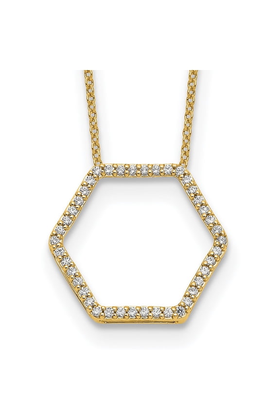 14K Yellow Gold Cable Diamond Necklace Chain True Origin 1/4 carat Lab Grown VS/SI D E F Hexagon 18 inch 3.7 mm