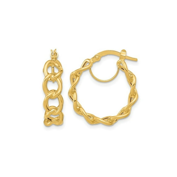 Gem & Harmony 14K Yellow Gold Cable Link Circle Hoop Earrings for Women