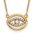 thumbnail image 1 of 14K Yellow Gold Cable Themed Necklace Chain Small Diamond Halo Evil Eye 18 inch 12 mm, 1 of 3