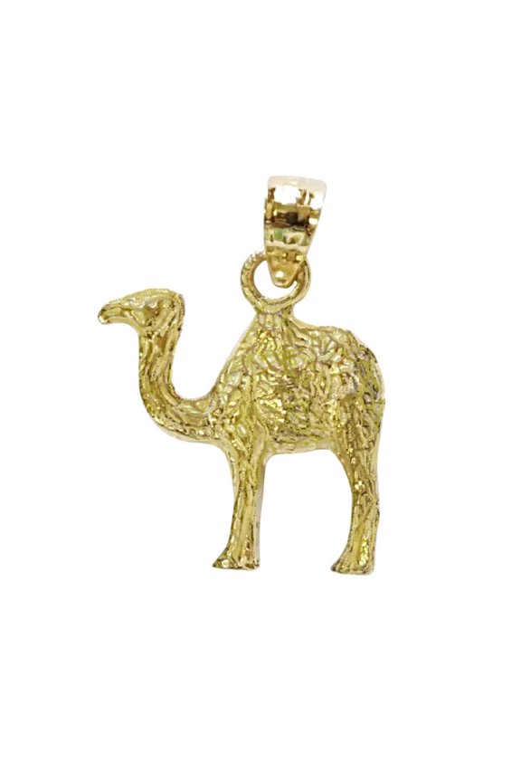 14K Yellow Gold Camel 3D Solid Pendant