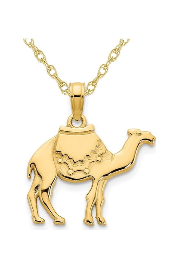 Gem & Harmony 14K Yellow Gold Camel Charm Pendant Necklace with Chain for Women