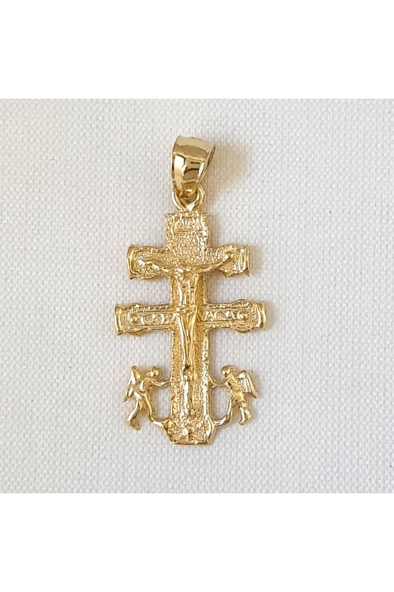 14K Yellow Gold Caravaca Cross Pendant