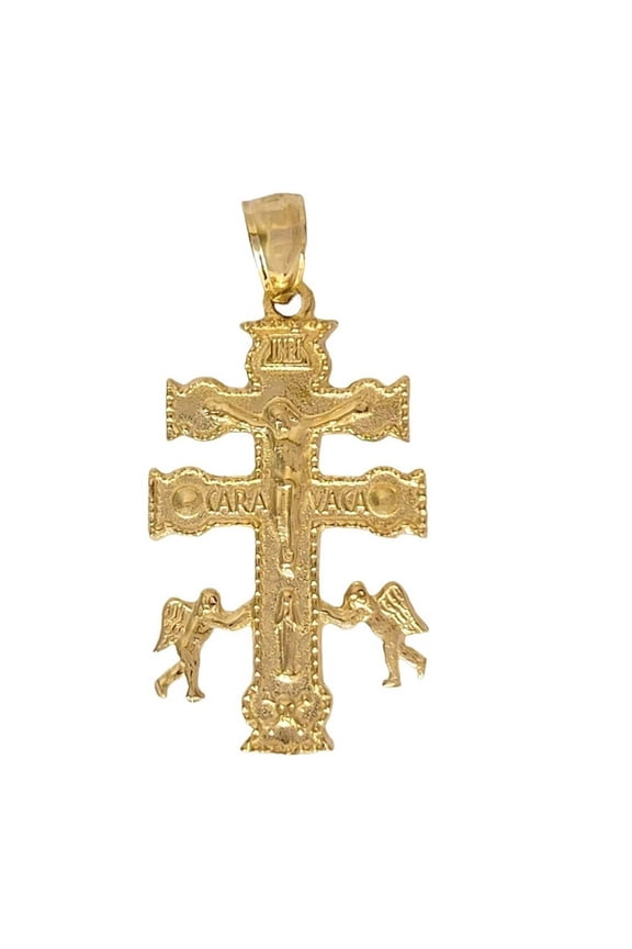 14K Yellow Gold Caravaca Cross Pendant