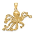 thumbnail image 1 of 14K Yellow Gold Casted Solid Textured Polished Finish Octopus Charm Pendant, 1 of 4