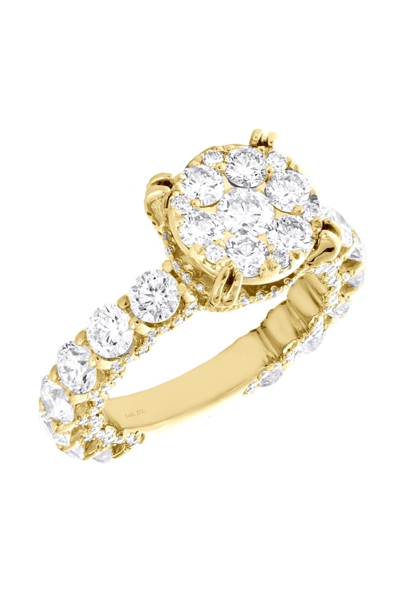 14K Yellow Gold Cathedral Setting Diamond 3/4 Eternity Engagement Ring 4.20 TCW
