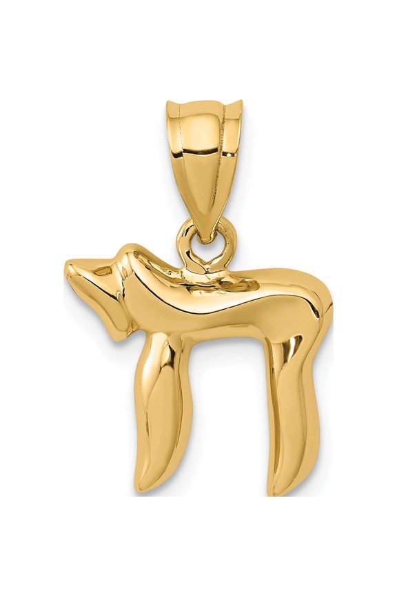 14K Yellow Gold Chai Charm (19 X 13) Made In United States k5101