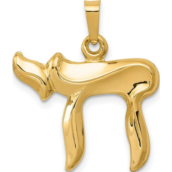 14K Yellow Gold Chai Pendant (24 X 20) Made In United States xr420