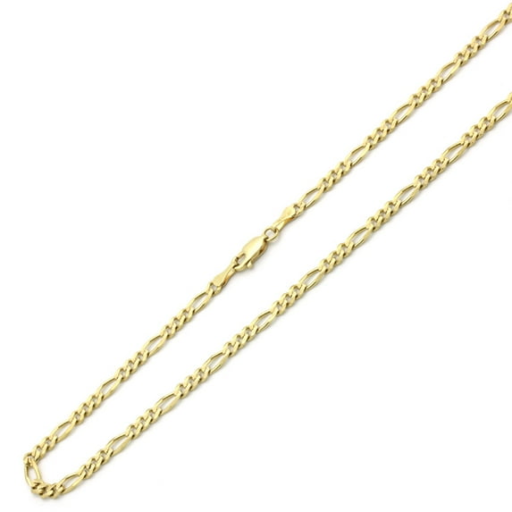 14K Yellow Gold Chain 3.5mm Florentine Figaro Chain Necklace (16, 18, 20, 22, 24 Inches)