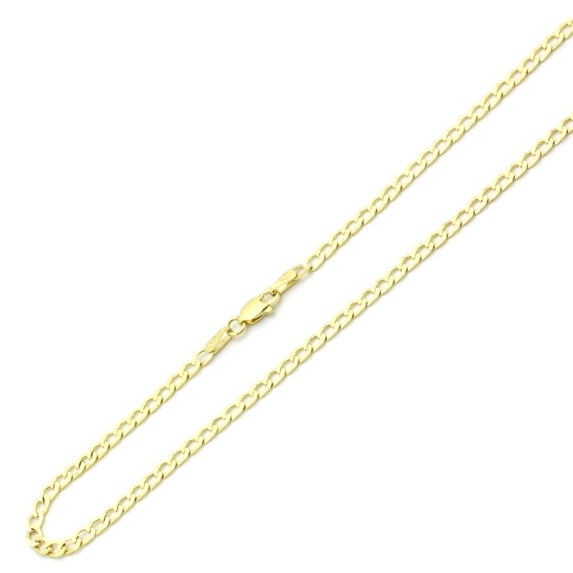 14K Yellow Gold Chain 4mm Light curb Chain Necklace (20, 22, 24 Inches)