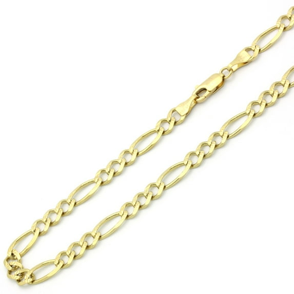 14K Yellow Gold Chain 6mm Flor Figaro Chain Necklace (16, 18, 20, 22, 24, 26 Inches)