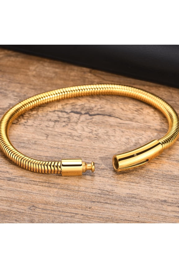 14K Yellow Gold Chain Statement Bracelet Bangle Water Resistant Trendy Daily Jewelry Accessories Gift