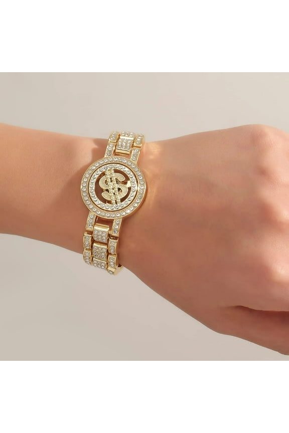 14K Yellow Gold Chain for Men with Dollar Sign Pendant Necklace Hip Hop Dollar Necklaces