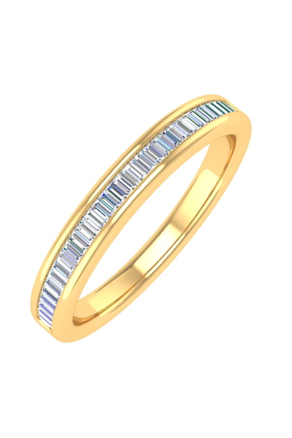 14K Yellow Gold Channel Set Baguette Diamond Wedding Band (1/4 carat) (Ring Size 4)