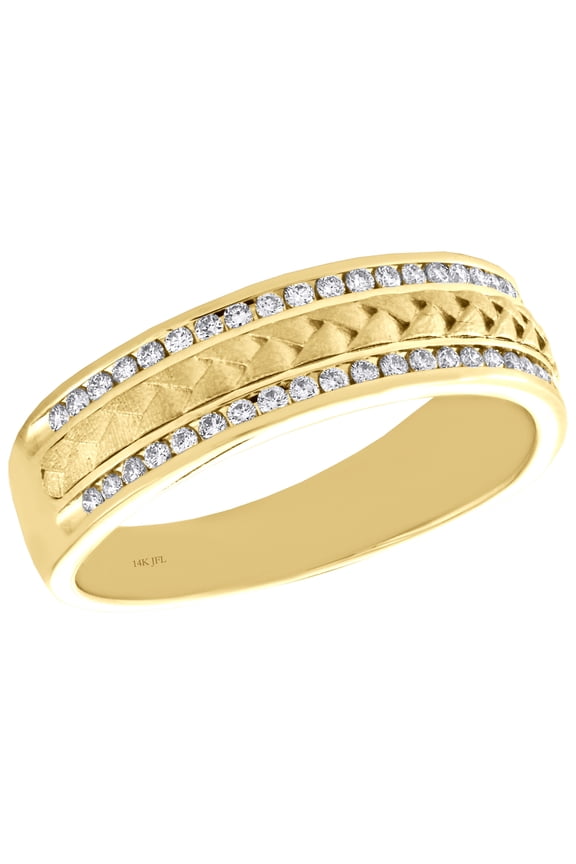 14K Yellow Gold Channel Set Diamond Braided Wedding Band 6mm Weave Ring 1/3 CT.
