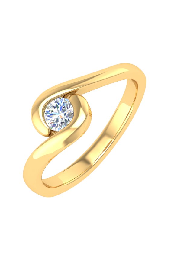14K Yellow Gold Channel Set Solitaire Diamond Engagement Ring Band (0.18 Carat) (Ring Size 4)
