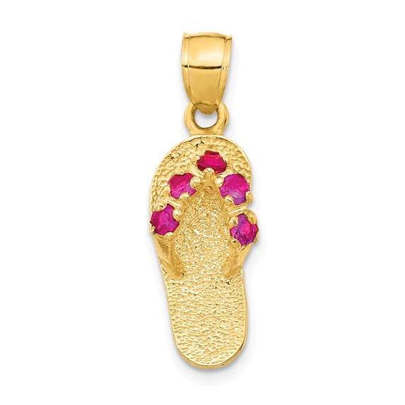 14K Yellow Gold Charm Pendant (01) January Cubic Zirconia CZ 25 mm 8