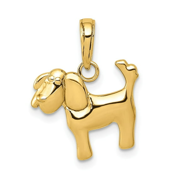 14K Yellow Gold Charm Pendant 12 mm 15 Polished Dog