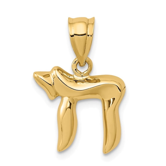 14K Yellow Gold Charm Pendant 14 mm 13 Chai