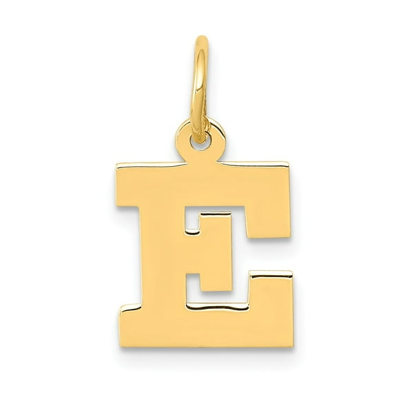 14K Yellow Gold Charm Pendant 18 mm 10-12 Small Block Initial E